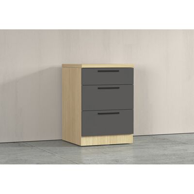 Deladeco Meuble bas 3 tiroirs de cuisine moderne anthracite mat/chêne Louna Anthracite mat/chêne chopin - Publicité Deladeco Meuble bas 3 tiroirs de cuisine moderne anthracite mat/chêne Louna Anthracite mat/chêne chopin - Publicité