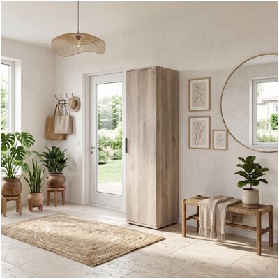 Deladeco Armoire contemporaine 50 cm chêne gris Gladys Chêne gris - Publicité Deladeco Armoire contemporaine 50 cm chêne gris Gladys Chêne gris - Publicité