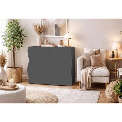 Deladeco Meuble de rangement moderne anthracite mat Onida Anthracite mat - Publicité Deladeco Meuble de rangement moderne anthracite mat Onida Anthracite mat - Publicité