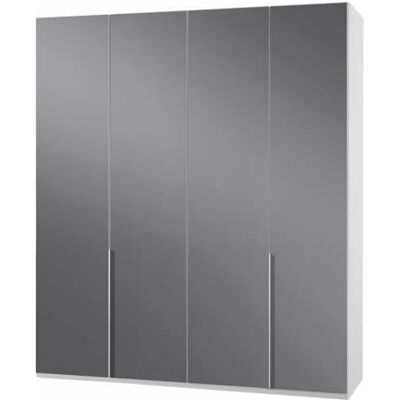 Deladeco Armoire design 4 portes blanc alpin/verre gris Tony Blanc alpin/verre gris - Publicité Deladeco Armoire design 4 portes blanc alpin/verre gris Tony Blanc alpin/verre gris - Publicité