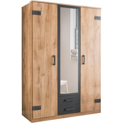 Deladeco Armoire adulte industrielle 135 cm chêne/anthracite Katarina Chêne - Publicité Deladeco Armoire adulte industrielle 135 cm chêne/anthracite Katarina Chêne - Publicité