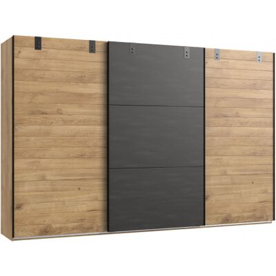 Deladeco Armoire adulte industrielle 300 cm chêne/anthracite Michigan I Chêne - Publicité Deladeco Armoire adulte industrielle 300 cm chêne/anthracite Michigan I Chêne - Publicité