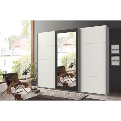 Deladeco Armoire adulte blanc/anthracite Berlin Blanc - Publicité Deladeco Armoire adulte blanc/anthracite Berlin Blanc - Publicité