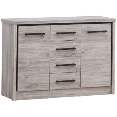 Deladeco Commode contemporaine chêne gris Oliviera Gris - Publicité Deladeco Commode contemporaine chêne gris Oliviera Gris - Publicité