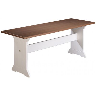 Deladeco Banc de cuisine style campagne en pin massif blanc Radja Blanc - Publicité Deladeco Banc de cuisine style campagne en pin massif blanc Radja Blanc - Publicité