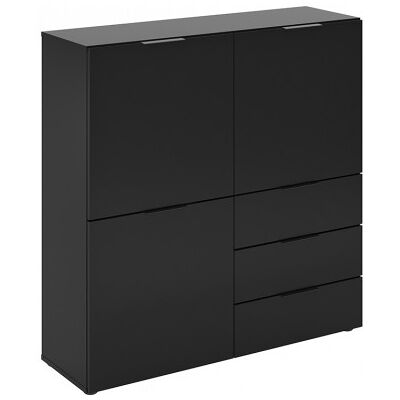 Deladeco Meuble de rangement contemporain 100 cm noir satiné Beja Noir - Publicité Deladeco Meuble de rangement contemporain 100 cm noir satiné Beja Noir - Publicité