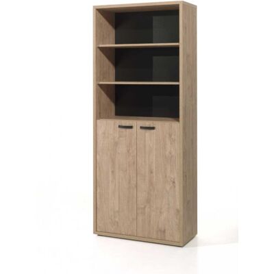 Deladeco Armoire combinée de bureau contemporaine chêne doré Balto Chêne - Publicité Deladeco Armoire combinée de bureau contemporaine chêne doré Balto Chêne - Publicité