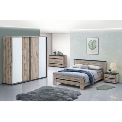 Deladeco Chambre adulte complète contemporaine chêne canada Elza Chêne canada Armoire 200 cm - Publicité Deladeco Chambre adulte complète contemporaine chêne canada Elza Chêne canada Armoire 200 cm - Publicité