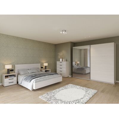 Deladeco Chambre adulte complète contemporaine chêne clair Lolita Chêne clair Armoire 200 cm - Publicité Deladeco Chambre adulte complète contemporaine chêne clair Lolita Chêne clair Armoire 200 cm - Publicité