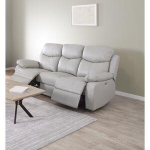 Deladeco Canapé de relaxation électrique 3 places en cuir gris Janel Gris clair - Publicité Deladeco Canapé de relaxation électrique 3 places en cuir gris Janel Gris clair - Publicité