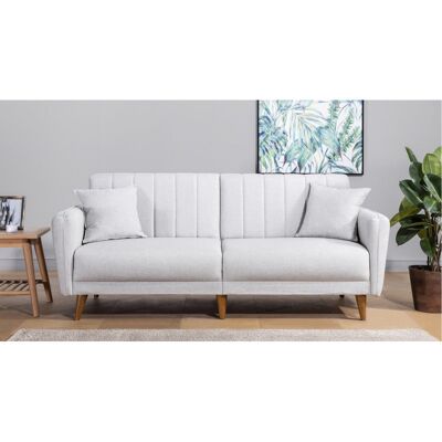 Deladeco Canapé droit convertible moderne 3 places en tissu Alpha Crème - Publicité Deladeco Canapé droit convertible moderne 3 places en tissu Alpha Crème - Publicité