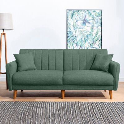 Deladeco Canapé droit convertible moderne 3 places en tissu Alpha Vert - Publicité Deladeco Canapé droit convertible moderne 3 places en tissu Alpha Vert - Publicité