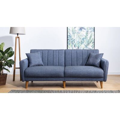 Deladeco Canapé droit convertible moderne 3 places en tissu Alpha Bleu foncé - Publicité Deladeco Canapé droit convertible moderne 3 places en tissu Alpha Bleu foncé - Publicité
