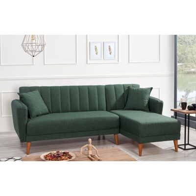 Deladeco Canapé d'angle convertible moderne en tissu Alpha Vert - Publicité Deladeco Canapé d'angle convertible moderne en tissu Alpha Vert - Publicité