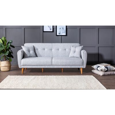 Deladeco Canapé droit convertible moderne en tissu Adriaco Gris clair - Publicité Deladeco Canapé droit convertible moderne en tissu Adriaco Gris clair - Publicité