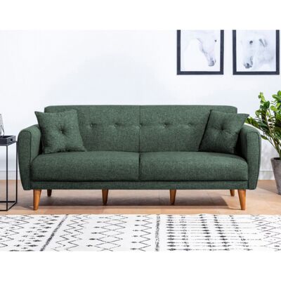 Deladeco Canapé droit convertible moderne en tissu Adriaco Vert - Publicité Deladeco Canapé droit convertible moderne en tissu Adriaco Vert - Publicité