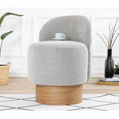 Deladeco Pouf rond moderne en tissu Blanca Gris - Publicité Deladeco Pouf rond moderne en tissu Blanca Gris - Publicité