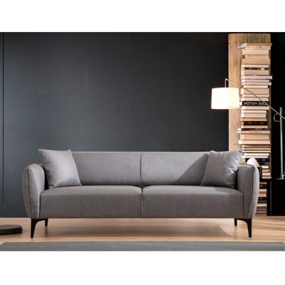 Vivabita Canapé droit moderne 3 places en tissu Bellara Gris - Publicité Vivabita Canapé droit moderne 3 places en tissu Bellara Gris - Publicité