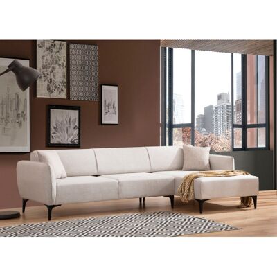 Vivabita Canapé d'angle moderne en tissu blanc Bellara Blanc - Publicité Vivabita Canapé d'angle moderne en tissu blanc Bellara Blanc - Publicité