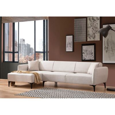 Vivabita Canapé d'angle moderne en tissu blanc Bellara Blanc - Publicité Vivabita Canapé d'angle moderne en tissu blanc Bellara Blanc - Publicité