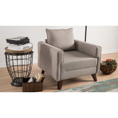 Deladeco Fauteuil moderne en tissu Celia Crème - Publicité Deladeco Fauteuil moderne en tissu Celia Crème - Publicité