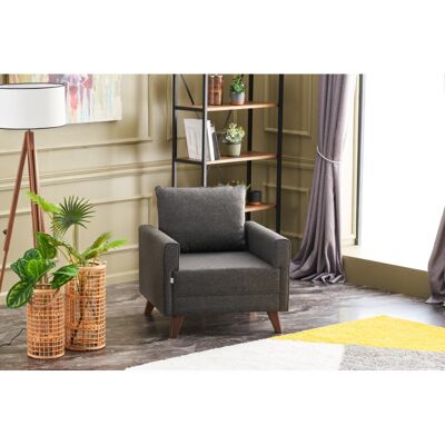 Deladeco Fauteuil moderne en tissu Celia Anthracite - Publicité Deladeco Fauteuil moderne en tissu Celia Anthracite - Publicité