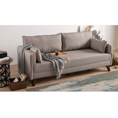 Deladeco Canapé droit convertible moderne 3 places en tissu Célia Crème - Publicité Deladeco Canapé droit convertible moderne 3 places en tissu Célia Crème - Publicité