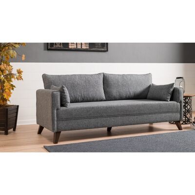 Deladeco Canapé droit convertible moderne 3 places en tissu Célia Gris - Publicité Deladeco Canapé droit convertible moderne 3 places en tissu Célia Gris - Publicité