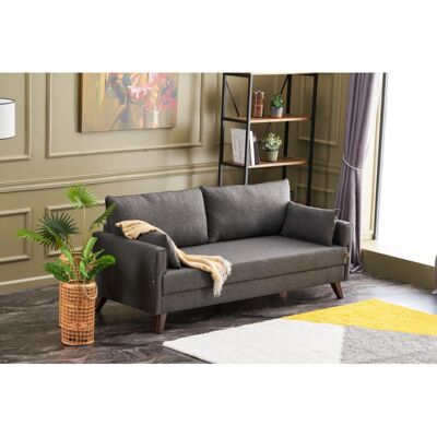 Deladeco Canapé droit convertible moderne 3 places en tissu Célia Anthracite - Publicité Deladeco Canapé droit convertible moderne 3 places en tissu Célia Anthracite - Publicité