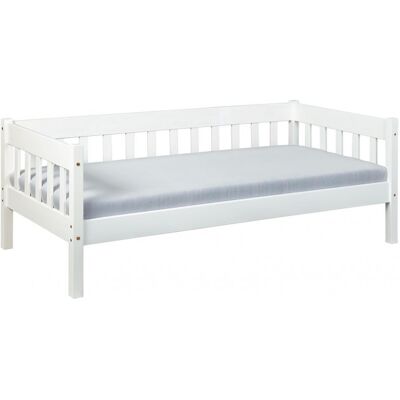 Deladeco Lit banquette style nature en pin blanc Jerrico Blanc - Publicité Deladeco Lit banquette style nature en pin blanc Jerrico Blanc - Publicité
