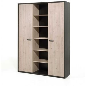 Deladeco Armoire de bureau contemporaine 160 cm chêne/noir Salto Chêne - Publicité Deladeco Armoire de bureau contemporaine 160 cm chêne/noir Salto Chêne - Publicité
