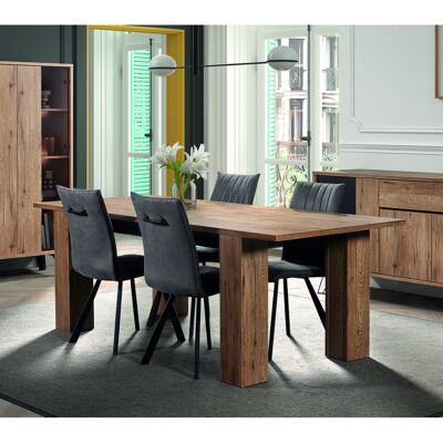 Deladeco Table de salle à manger extensible contemporaine coloris chêne Nixon Chêne - Publicité Deladeco Table de salle à manger extensible contemporaine coloris chêne Nixon Chêne - Publicité