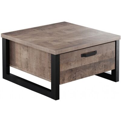 Deladeco Table basse carrée style industriel chêne foncé Clémentine Chêne foncé - Publicité Deladeco Table basse carrée style industriel chêne foncé Clémentine Chêne foncé - Publicité