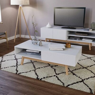 Deladeco Table basse scandinave blanche Anders Blanc - Publicité Deladeco Table basse scandinave blanche Anders Blanc - Publicité