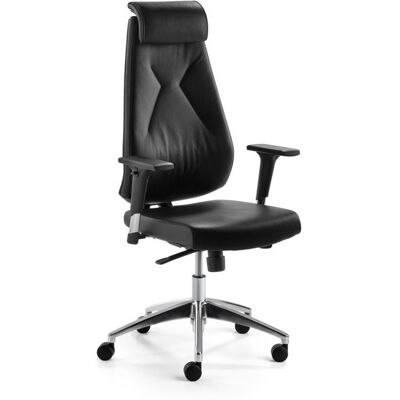 Matelpro Fauteuil de bureau réglable en hauteur revêtement cuir Aurélien Noir - Publicité Matelpro Fauteuil de bureau réglable en hauteur revêtement cuir Aurélien Noir - Publicité