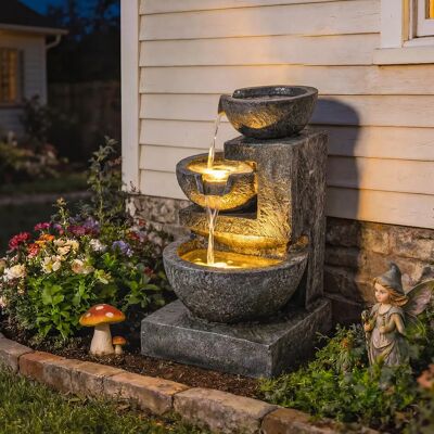 Fontaine décorative LED Outsunny avec pompe, cascade à 3 niveaux, résistante aux intempéries, 40x37x61 cm, multicolore - Publicité Fontaine décorative LED Outsunny avec pompe, cascade à 3 niveaux, résistante aux intempéries, 40x37x61 cm, multicolore - Publicité
