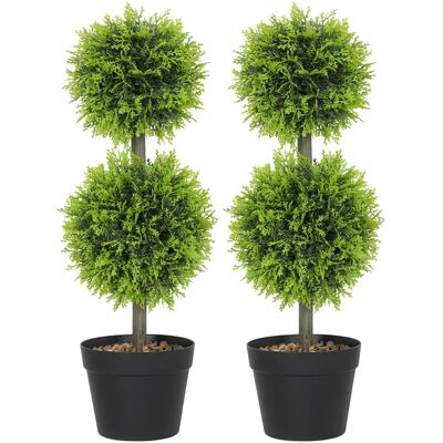 HOMCOM Lot de 2 plantes artificielles décoratives, boules de buis artificiel topiaire 60 cm en pot, fausse plantes pour la décor - Publicité HOMCOM Lot de 2 plantes artificielles décoratives, boules de buis artificiel topiaire 60 cm en pot, fausse plantes pour la décor - Publicité