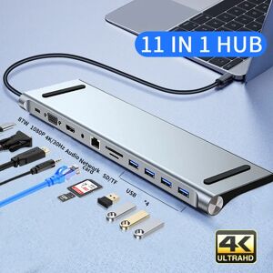 bkscy Station d'accueil pour ordinateur portable, HUB USB C vers adaptateur Hub USB compatible HDMI, HUB de Type C pour MacBook Pro Lenovo ThinkPad HP Dell XPS