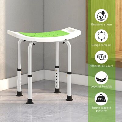 Siège de Douche - HOMCOM - Réglable en Hauteur - Pieds antidérapants - Aluminium - 52x31x52cm - Vert - Publicité Siège de Douche - HOMCOM - Réglable en Hauteur - Pieds antidérapants - Aluminium - 52x31x52cm - Vert - Publicité