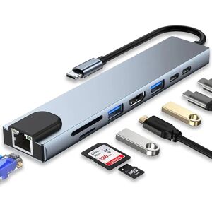 NONE Hub USB C Type C, Station d'accueil Thunderbolt 3, adaptateur pour ordinateur portable, pour Macbook Air M1, iPad Pro, 100M, RJ45, HDMI, SD/TF