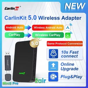 2air Mini5 Pro CarlinKit 5.0 sans fil CarPlay sans fil Android Auto Box 2.4G & 5.8Ghz WiFi BT Connect Plug & Play mise à niveau en ligne pour les voitures filaires Android auto Carplay CarlinKit 4.0 - Publicité 2air Mini5 Pro CarlinKit 5.0 sans fil CarPlay sans fil Android Auto Box 2.4G & 5.8Ghz WiFi BT Connect Plug & Play mise à niveau en ligne pour les voitures filaires Android auto Carplay CarlinKit 4.0 - Publicité
