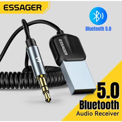 Essager USB Bluetooth 5.0 récepteur Aux Bluetooth adaptateur pour voiture 3.5mm Jack haut-parleur Auto mains libres voiture Audio transmetteur de musique - Publicité Essager USB Bluetooth 5.0 récepteur Aux Bluetooth adaptateur pour voiture 3.5mm Jack haut-parleur Auto mains libres voiture Audio transmetteur de musique - Publicité