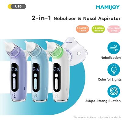 MAMIJOY U95 Aspirateur nasal électrique pour bébé et fonction nébuliseur, 6 modes d'aspiration, nébuliseur musical pour enfant et nettoyeur de nez - Publicité MAMIJOY U95 Aspirateur nasal électrique pour bébé et fonction nébuliseur, 6 modes d'aspiration, nébuliseur musical pour enfant et nettoyeur de nez - Publicité