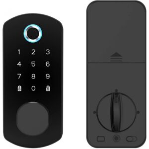 NONE Serrure de porte biométrique, serrure électronique intelligente à clavier, pêne simple, alimentation de secours, contrôle via application, entrée sans clé, verrouillage automatique