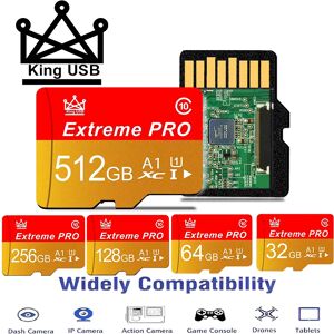 NONE Carte mémoire rapide 512 Go 256 Go 128 Go 64 Go Micro TF SD Card Cartes SD Cartes TF A1 4K V30 pour caméra embarquée/ordinateur de bureau/ordinateur portable