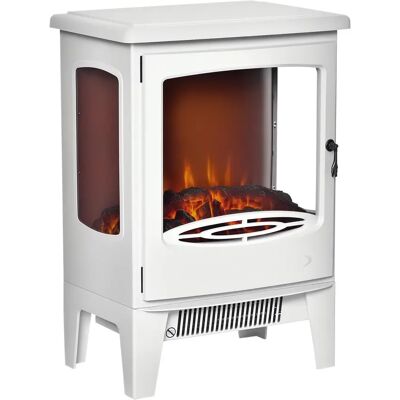 HOMCOM Cheminée électrique poêle Style néo-rétro 900-1800 W Simulation Flammes LED luminosité réglable Acier ABS Blanc - Publicité HOMCOM Cheminée électrique poêle Style néo-rétro 900-1800 W Simulation Flammes LED luminosité réglable Acier ABS Blanc - Publicité