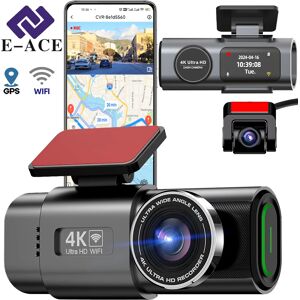 E-ACE 4K Dashcam Mini caméra enregistreur GPS Wifi 24H Parking double objectif avec caméra de recul 1080P Vision nocturne boîte noire pour voiture image