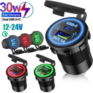 velev Chargeur universel de voiture et moto, lumière LED USB