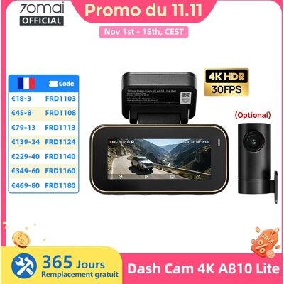 Caméra embarquée 70mai A810 Lite 4K HDR + 1080P, Supercapaciteur 4G LTE, Télécommande Wi-Fi 6, GPS, Commande vocale, DVR de voiture 70mai A810 Lite - Publicité Caméra embarquée 70mai A810 Lite 4K HDR + 1080P, Supercapaciteur 4G LTE, Télécommande Wi-Fi 6, GPS, Commande vocale, DVR de voiture 70mai A810 Lite - Publicité