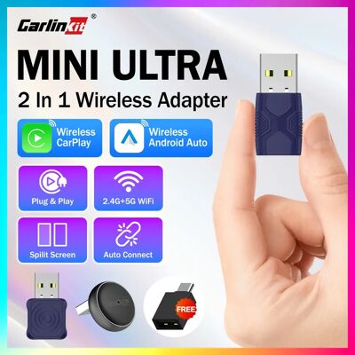 Adaptateur sans fil 2-en-1 CarlinKit 5.0 Mini Ultra 2026 pour Android Auto et CarPlay – Boîtier intelligent sans fil Plug and Play pour véhicules d'origine - Publicité Adaptateur sans fil 2-en-1 CarlinKit 5.0 Mini Ultra 2026 pour Android Auto et CarPlay – Boîtier intelligent sans fil Plug and Play pour véhicules d'origine - Publicité